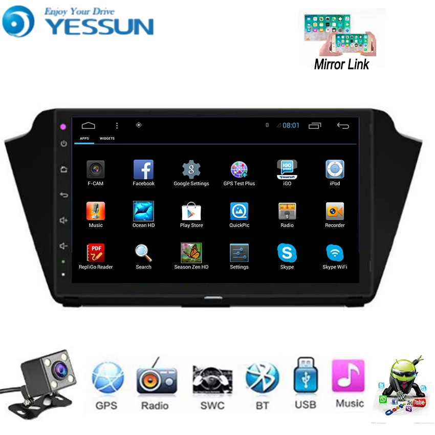 Best YESSUN For Skoda Fabia MK3 NJ 2015~2018 Car Android Multimedia Player Car Radio GPS Navigation Big Screen Mirror Link 2