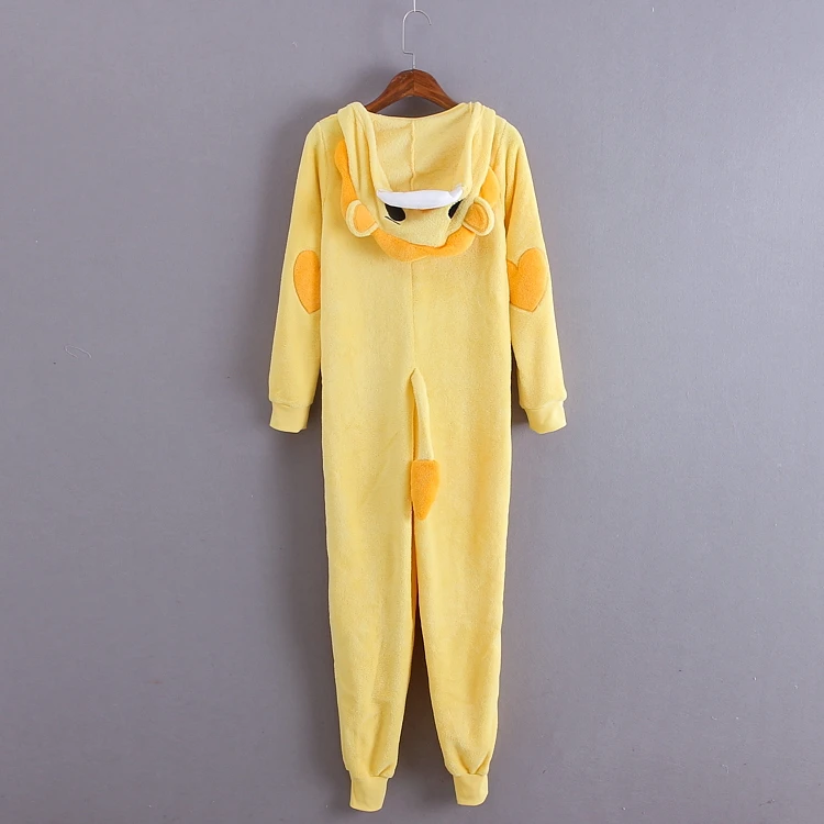 

Eur Size M/10/12 Hooded & Footed Pajamas Women Winter Adult Warm Yellow Color Heart Cartoon Fleece Onesies Pyjama/Jumpsuit