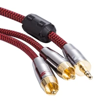 1/8″ Mini Jack 3.5mm to 2 RCA Audio Cable for PC TV Car Amplifier Subwoofer Speaker 3.5 RCA Cable OFC Braided 1M 2M 3M 5M 8M