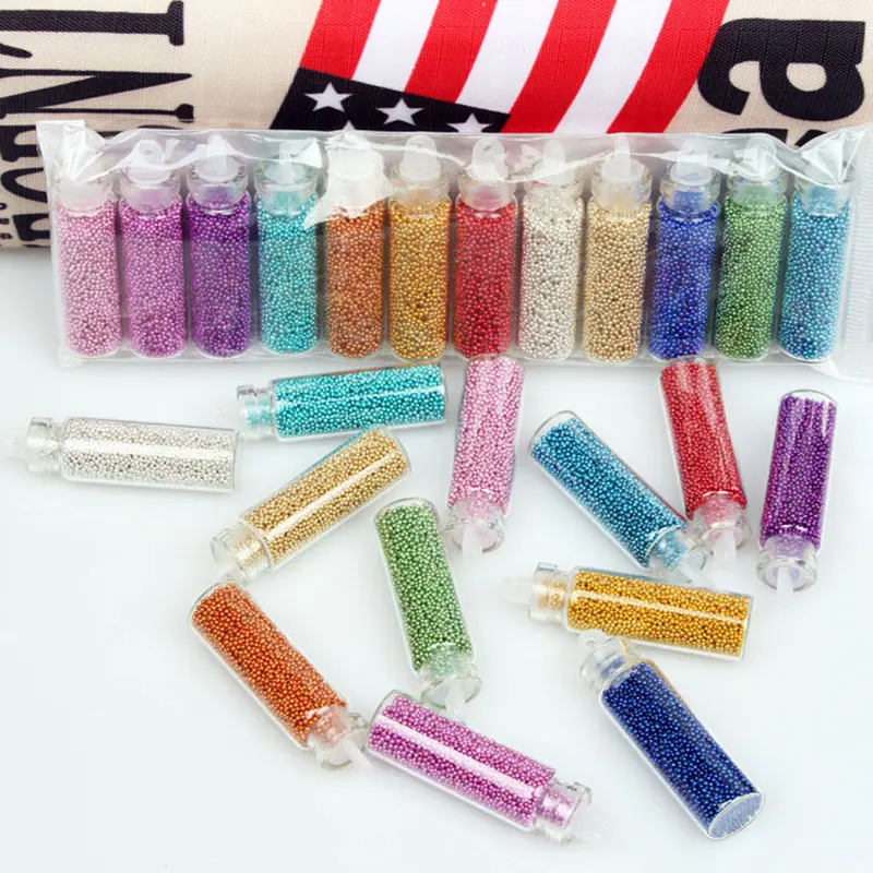 12 Colors Mini Glitter Caviar Micro Beads tips 3D Nail Art ...