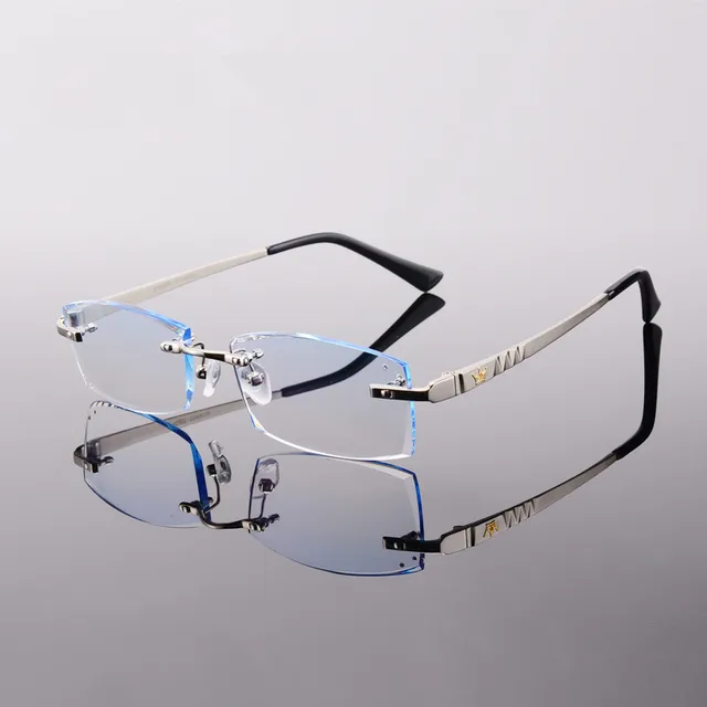 Titanium Eyeglasses Men Rimless Prescription Reading Myopia