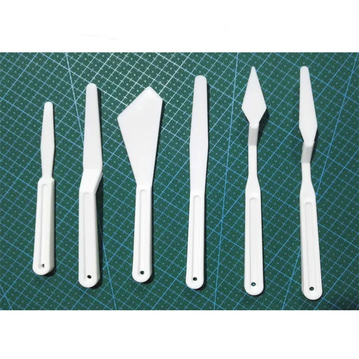 Goedkoop 6 stks DIY handgemaakte materialen bouw zand tafel Bingren model materialen gereedschappen landschap gips voor plastic mes