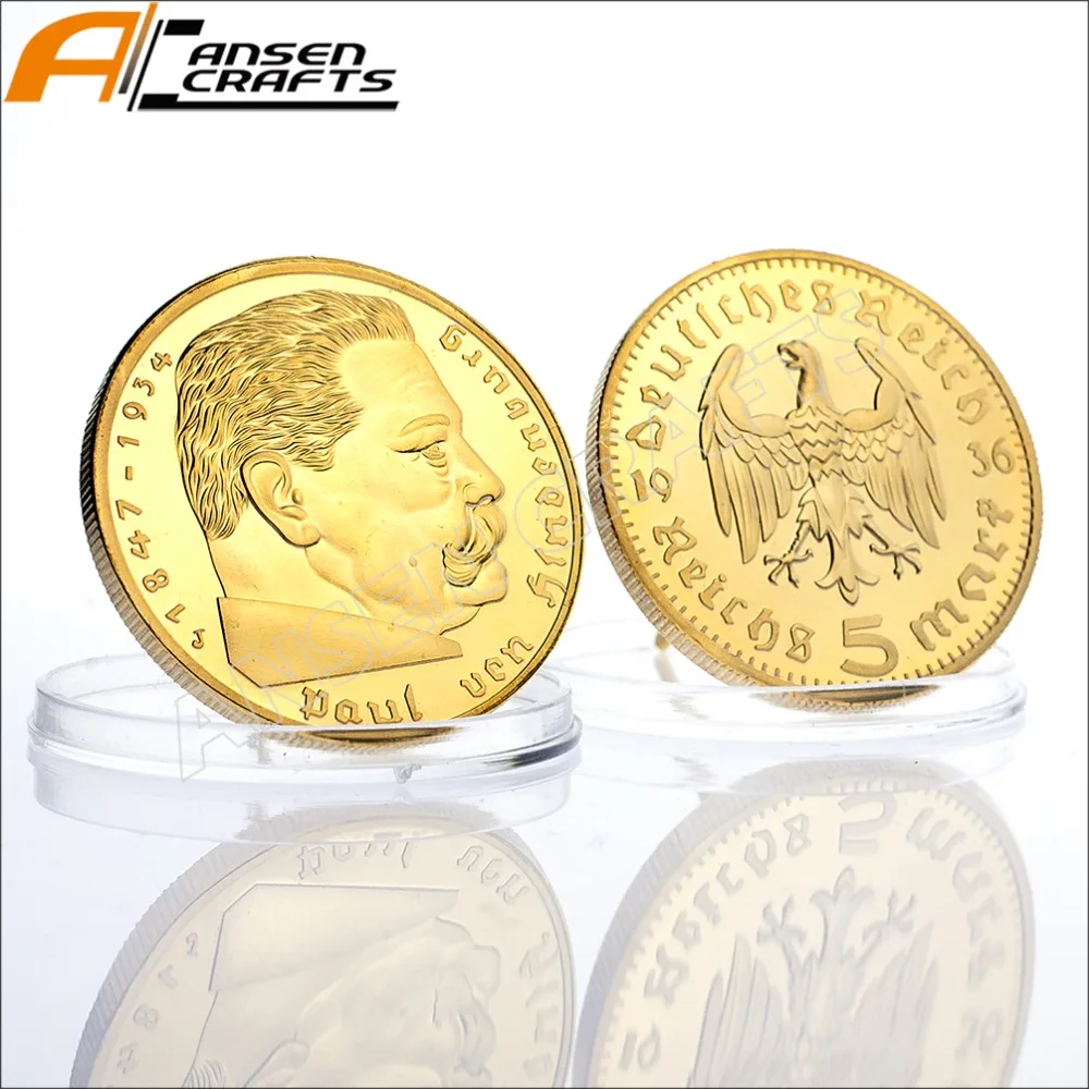 Бесплатная доставка золотая монета 5 Mark Coin 1847 1934 Paul Von Hindenburg немецкого РеЙХа|coins