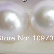 Ry00171 Южное море белый Mabe жемчуг серьги ТВЕРДОЕ ЗОЛОТО 13 мм