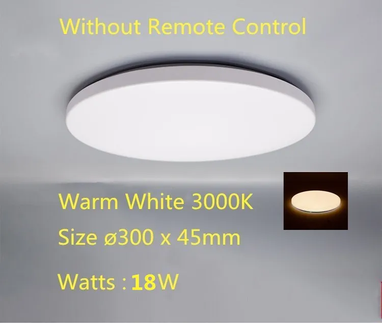 Потолочный 18 Вт современный светодиодный потолочный светильник с 2,4G RF пультом дистанционного управления, светодиодный светильник с регулируемой яркостью, меняющий цвет, для гостиной, спальни - Цвет корпуса: Warm White  18W