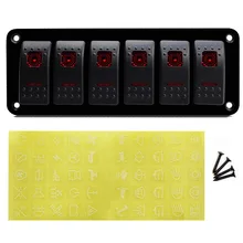 12V Rocker Switch Panel for Caravan Marine Boat RV Universal Car Boat Switch Panel Lighter Socket 6 Gang Dual LED 12V 24V 12V Rocker Switch Panel for Caravan Marine Boat RV Universal Car Boat Switch Panel Lighter Socket 6 Gang Dual LED 12V 24V