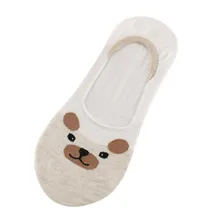 1 пара женских носков-лодочек ярких цветов с изображением маленьких животных на лето