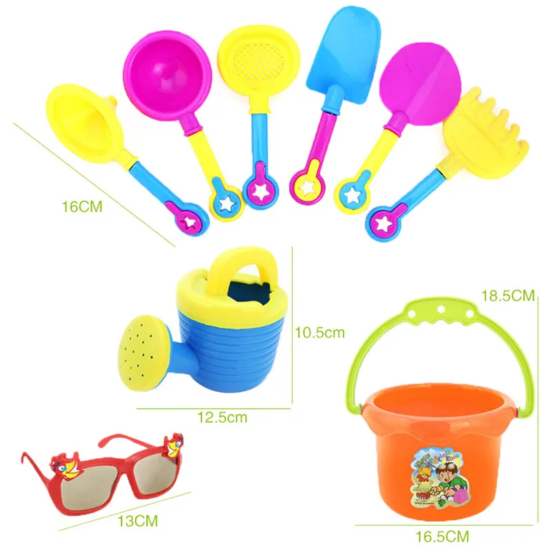 Random Color 9Pcs Kids Sand Beach Toys Castle Bucket Spade Shovel Rake Water Tools Set For Kids Toys Good Gift to Kids JY12#F (2)