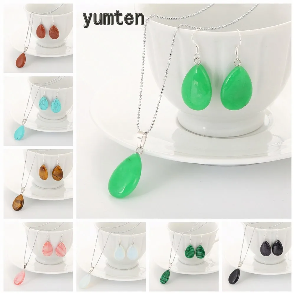 

Drip Jewelry Set Wedding Earing Bridal Water Drop Necklace Women Crystal Accesories Natural Stone Choker Healing Diy Jewellery
