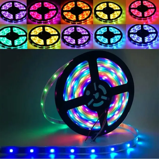 Светодиодная лента 5 м рулонов DC12V WS2811 led Пиксели программируемая Светодиодная лента 30/48/60 светодиодов/м, ws2811IC 5050 RGB SMD белый/черный PCB светодиодные полосы светильник