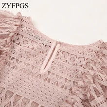 ZYFPGS, женская футболка, рукава, крючок, цветок, вязание, крутой эффект, летний топ, Женская туника, модная, повседневная, с открытыми плечами, Z0513