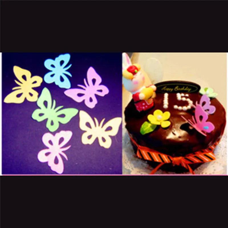 5 шт./компл. смешанные с рисунком бабочек и цветов съедобные клейкого риса Бумага торта на день рождения Свадебные украшения поставки
