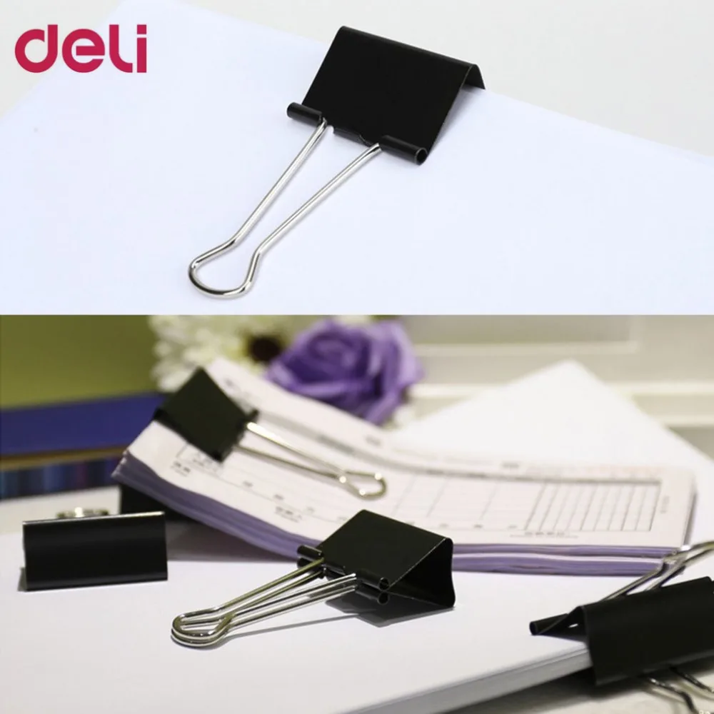 

Deli 8564 48pcs/lot Clips Black Metal 25mm Clamp Binder Long Tail School Office Daily Life Stationary Accessories DropShipping