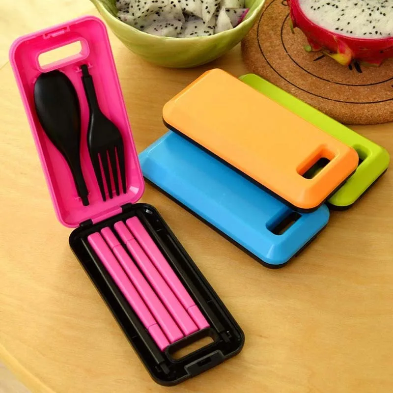 

Folding Travel Dinnerware Set Chopsticks Spoon Fork Tableware Cutlery Set Bento Lunch Accessories DAG-ship