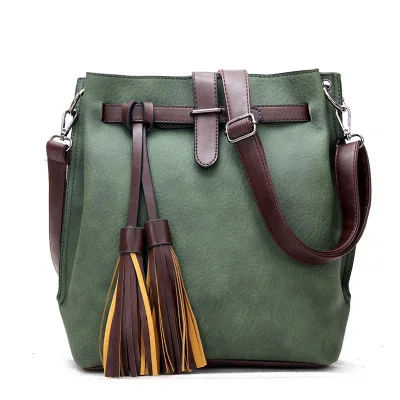 

Femal Bolsas Feminina Bolsos Mujer Lady's Handbageuropean And American Ladies Bag Tassels Bucket Shoulder Inclined Trend