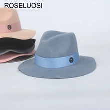 ROSLEUOSI осень зима шерстяная шляпа Fedora для женщин широкие свисающие поля мягкая мужская фетровая шляпа шляпы мужские Панамы шерстяная шляпка для церкви