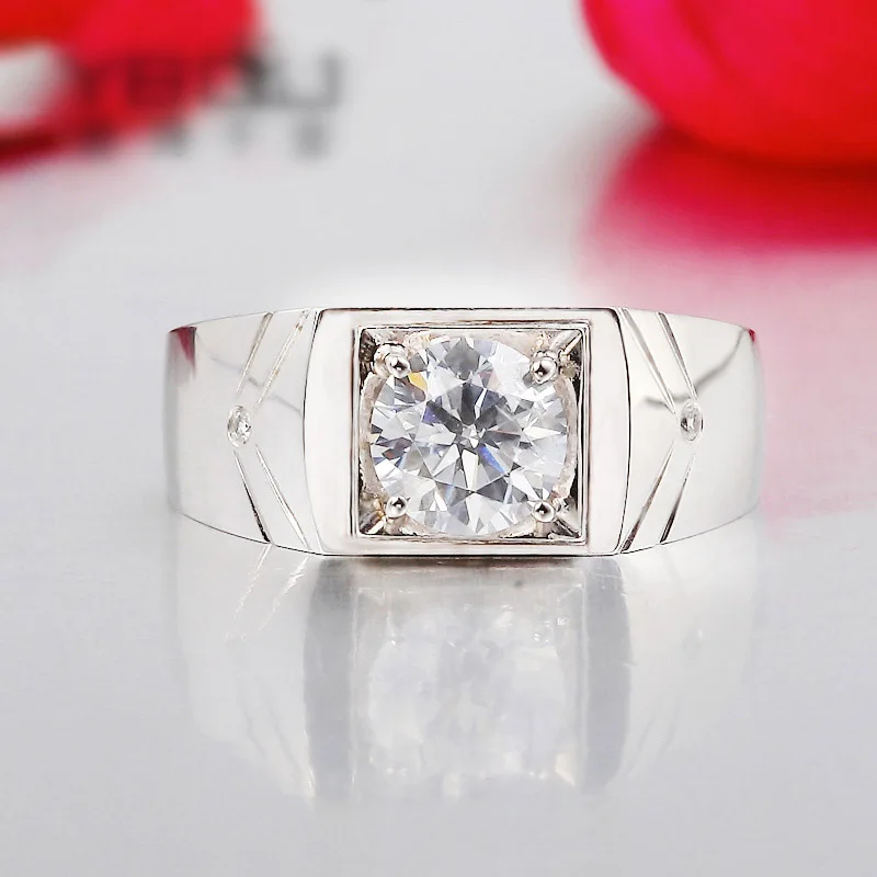 925 silver men engagement ring opening big Cubic Zircon ring male wedding rings fashion jewelry anillos bague