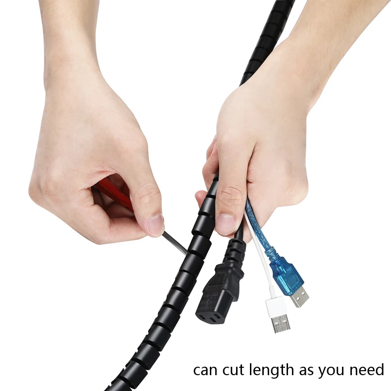 BUBM для дома для офиса Гибкая спиральная трубка кабель протектор обёрточная бумага управление черный, серый цвет 10 мм 15 20 25