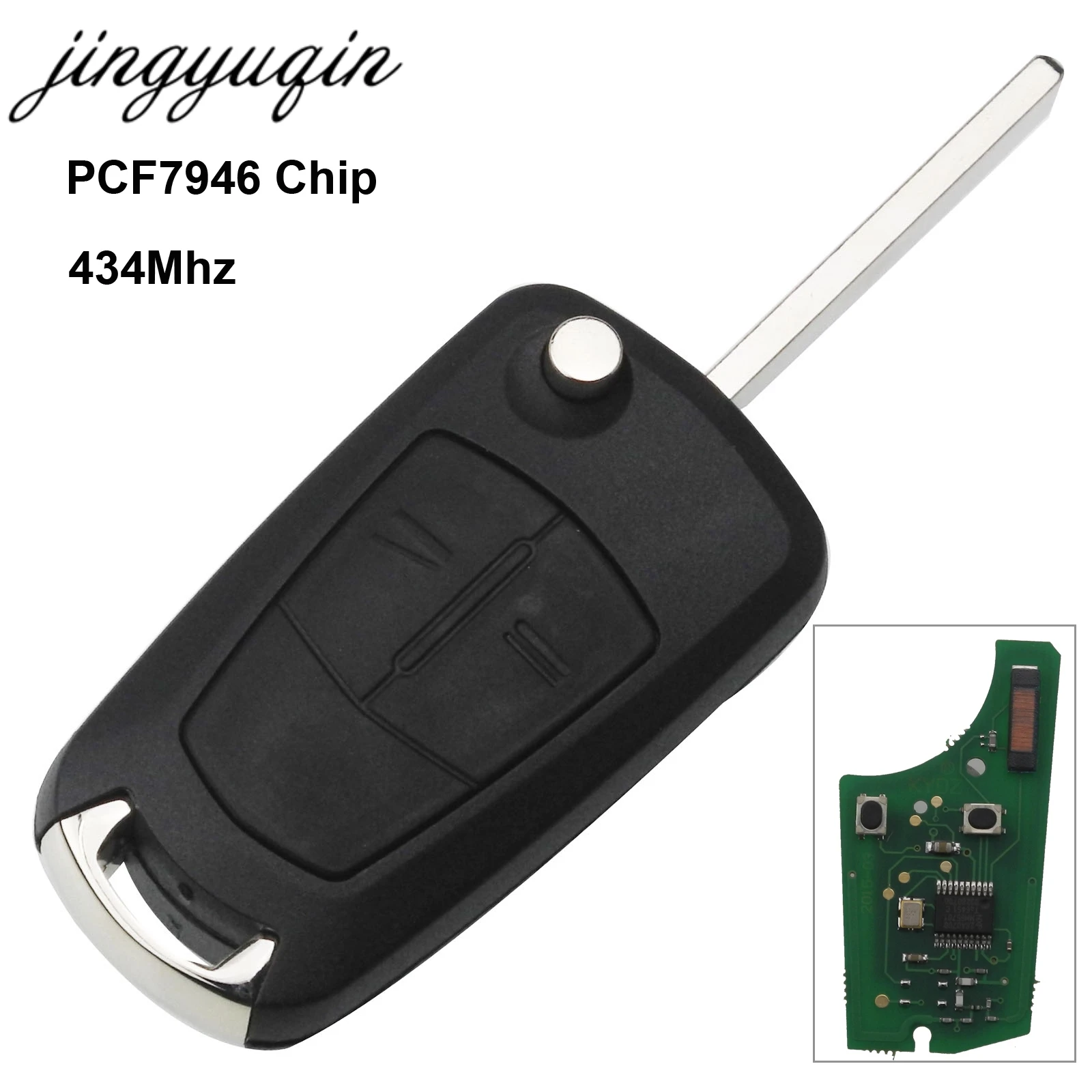 

jingyuqin Car Flip Remote Key Fob 2/3 Buttons 434Mhz PCF7946 for Vauxhall Opel Astra H 2004-2009 Zafira B 2005-2013