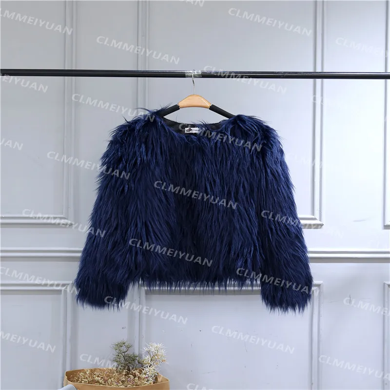 Blue Женское пальто из искусственного меха, Осень-зима, модный Повседневный тонкий жилет без рукавов из искусственного лисьего меха, женский жилет, Casaco Feminino - Color: Blue