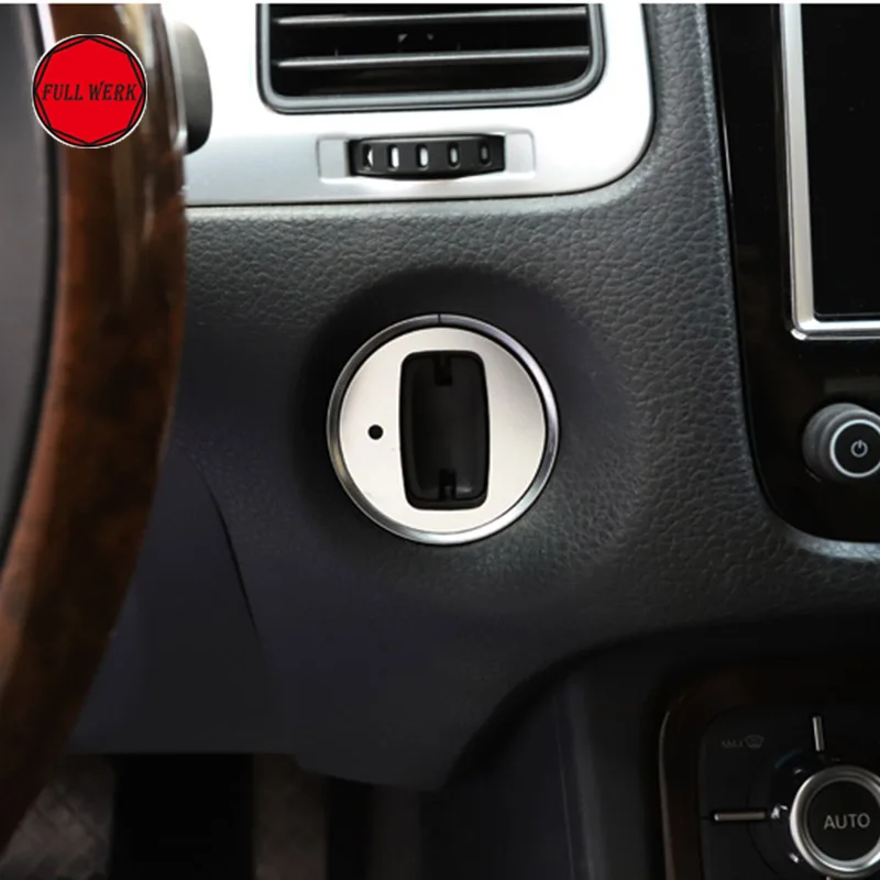

Alum Alloy Car Key Ignition Switch Hole Decal Auto Start Stop Engine Button Sticker for VW Touareg 2011-2018 Decoration Cover