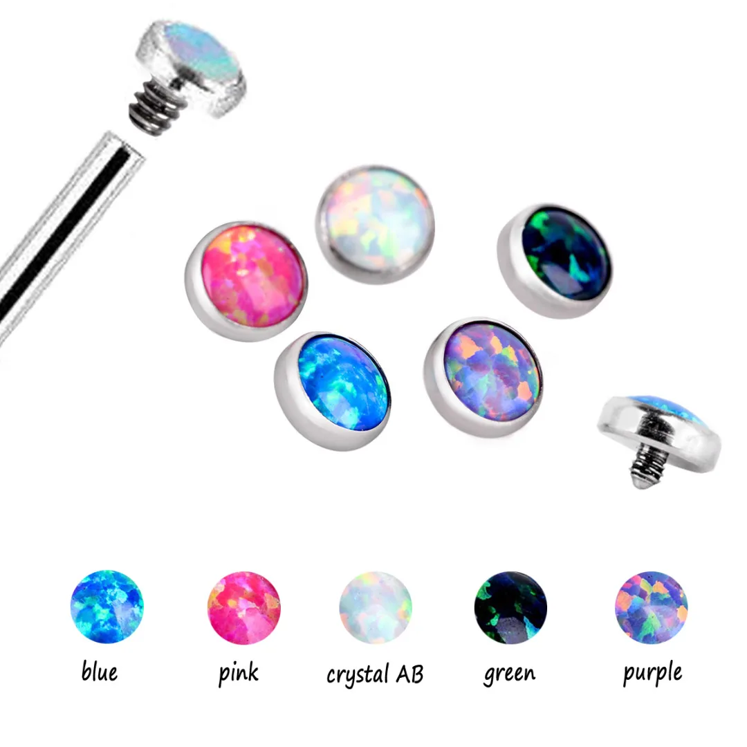 Charming Surgical Steel Body Piercing Jewelry Shellhard Crystal Opal Dermal Anchor Top Micro Dermal Head Piercing Jewellery