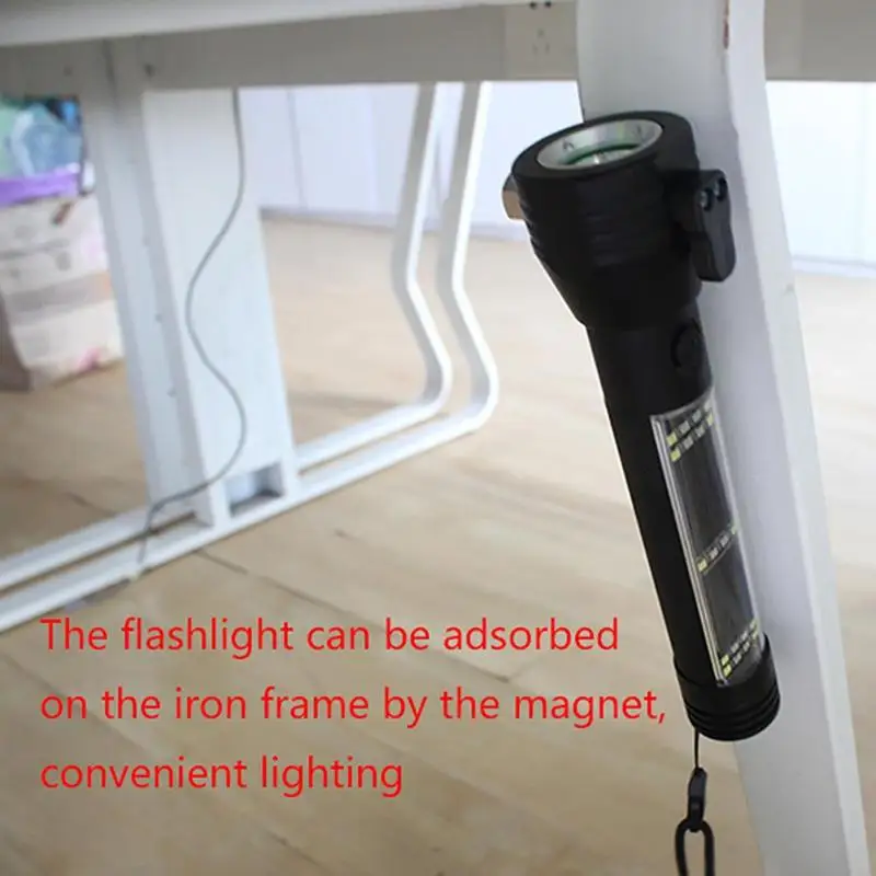 

9 in1 Solar Powered Led Flashlight Multifunction Rechargeable Emergency Torch Lights Safety Hammer Power Bank for Camping Hiking