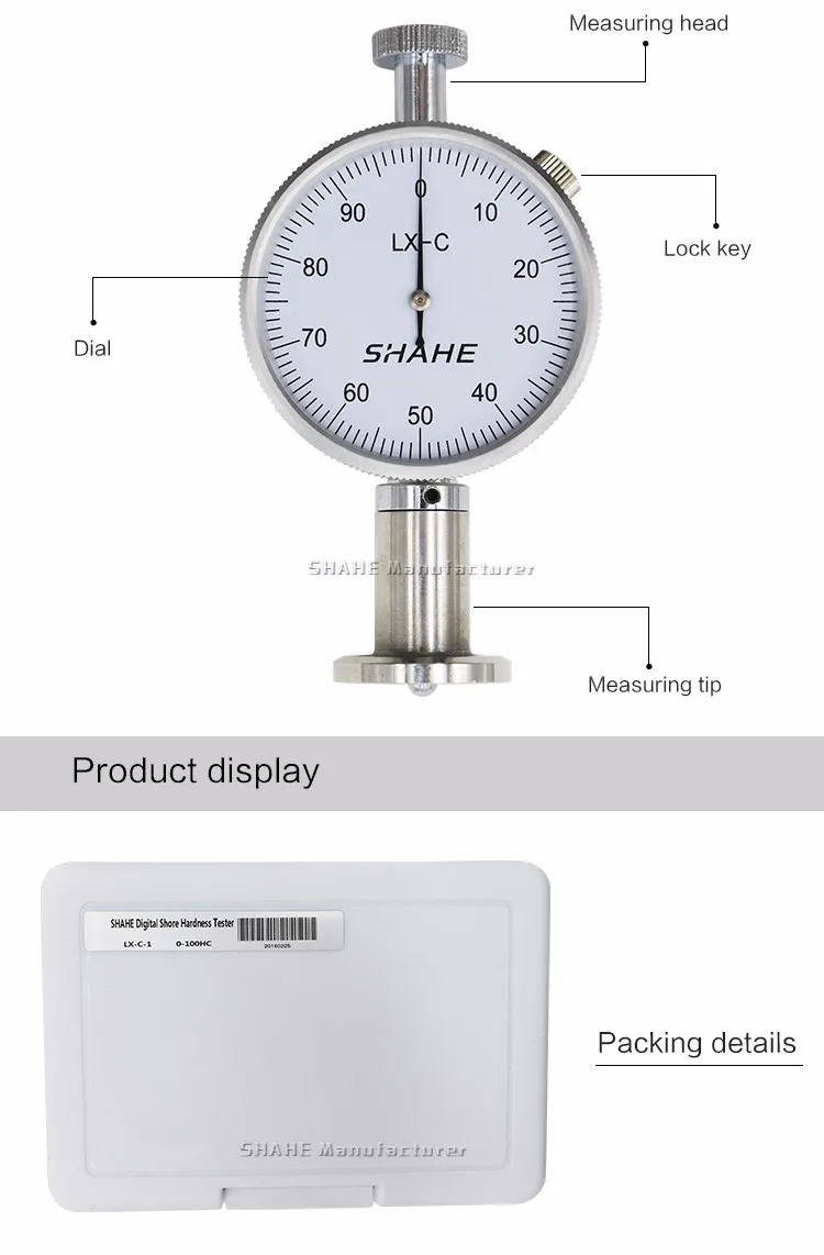 SHAHE 10-90 HC Портативный Измеритель Твердости LX-C береговой дюрометр