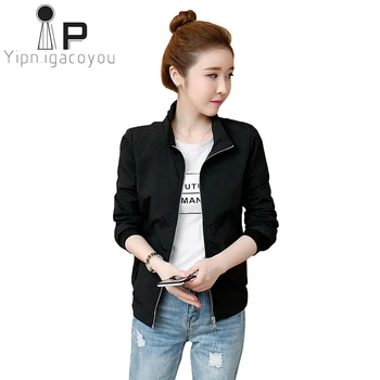 

Spring Autumn Pink Jacket Women Basic Coat Plus size Black Jacket Women Korean Fashion Outerwear Female Harajuku Baseball Coat