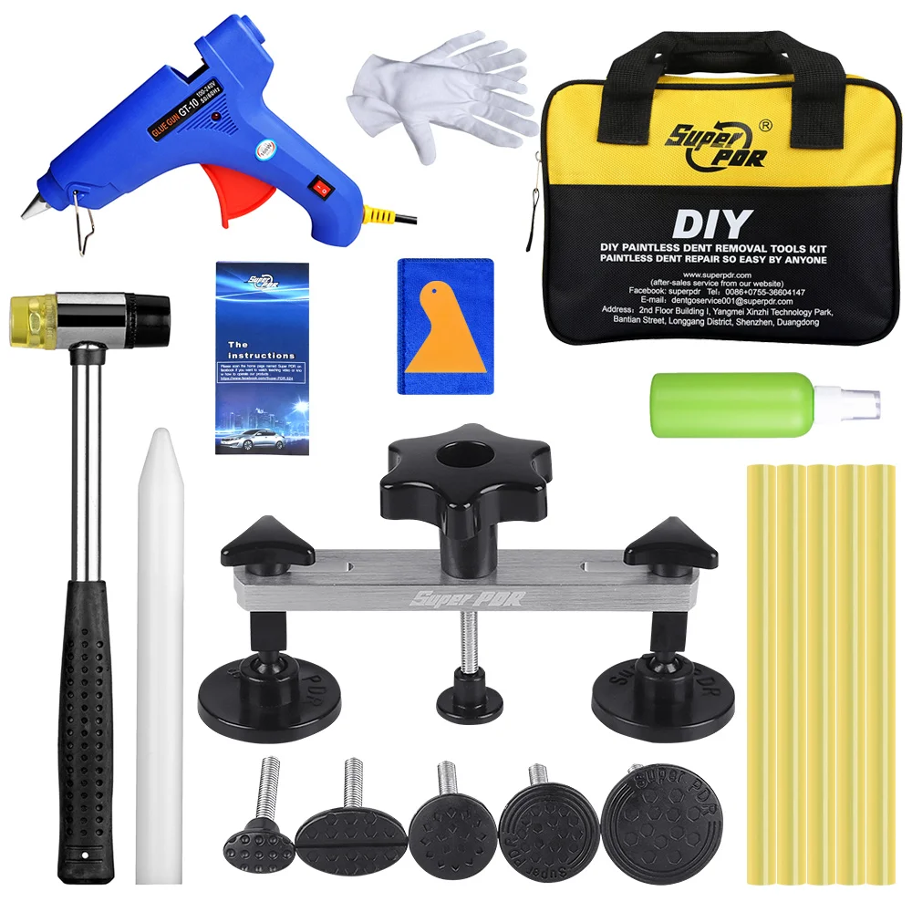 

PDR Kit Dent Repair puller Body Damage Fix Tool Dent Removal Glue Tabs Hand Repair Tools Kit Set for Hail Pits