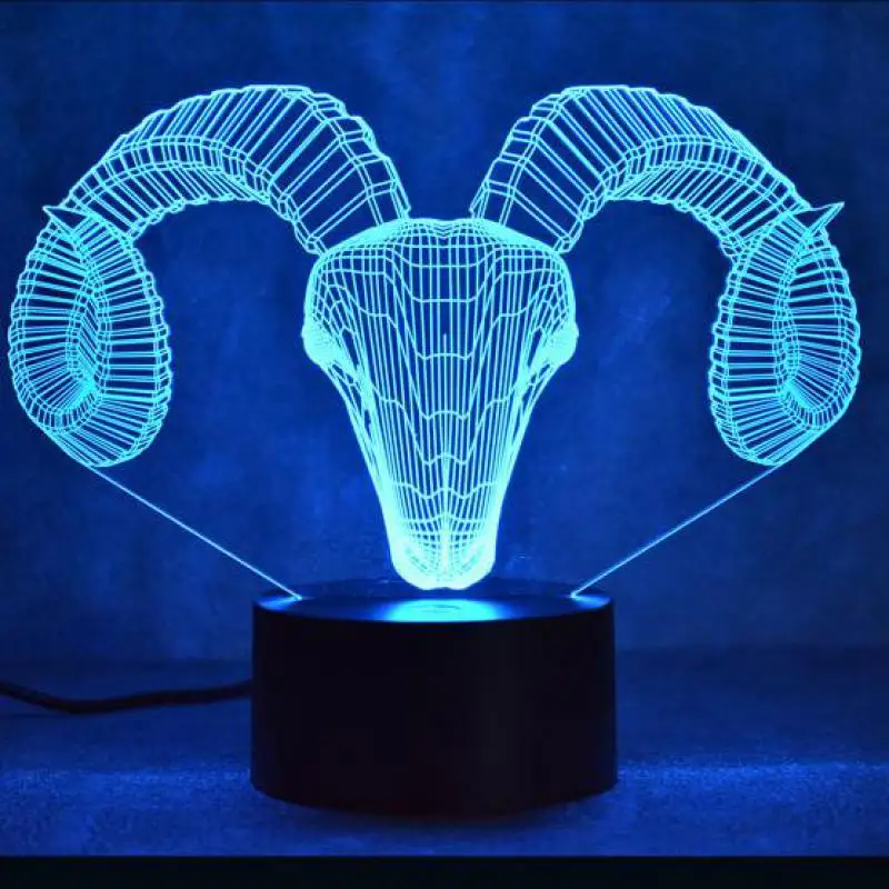 Новая голова козла 3d красочная светодиодная Ночная лампа умный дом Usb мощность