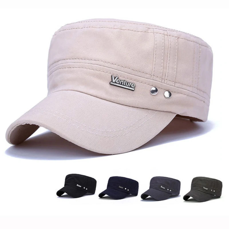HT1741 весна лето осень классические шляпы с плоским верхом мужские хлопковые военные шапки женские армейские шапки Ретро регулируемые шляпы для мужчин