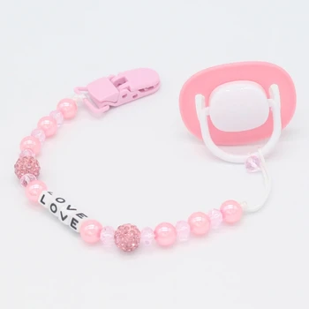

Newest Infant Baby Nipple Chain Anti Drop Clip Handmade Crystal Strap Soother Pacifier Holder JUL27-A