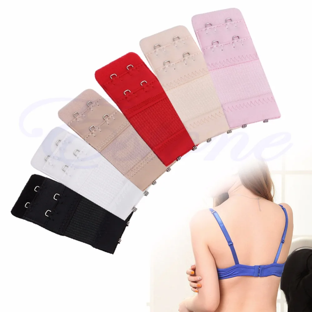 

KLV 5pcs/set Ladies Bra Extender 2 Hook Bra Extension Strap Underwear Strapless Women's Underwear Expander 5 Colours