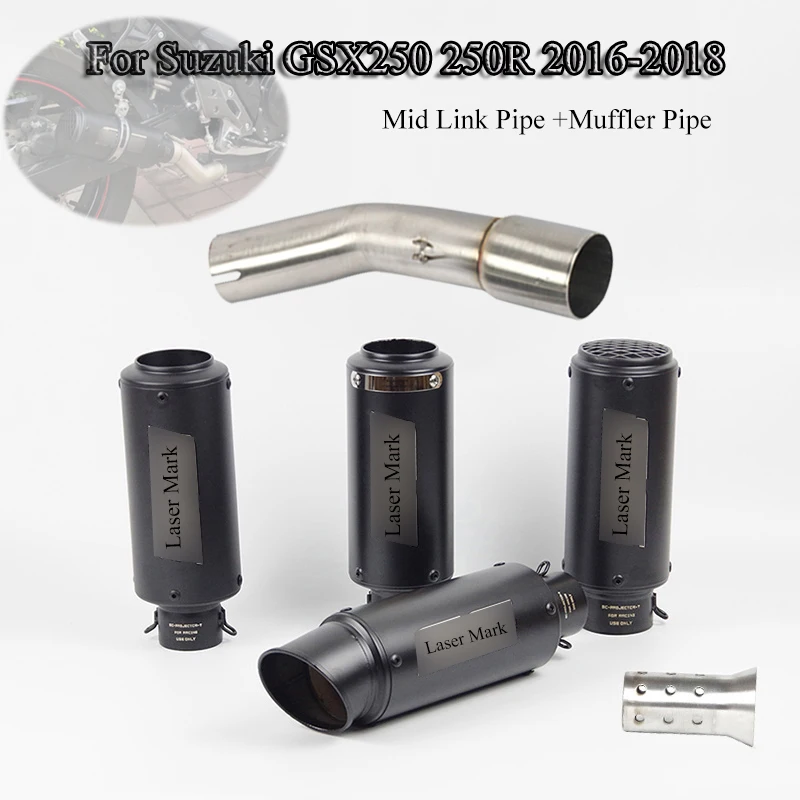 

For Suzuki GSX250 250R 2016-2018 ATV Exhaust Pipe Modify Slip On Motorcycle Mid Connect Tube Link 51mm Tail Pipe With DB Killer