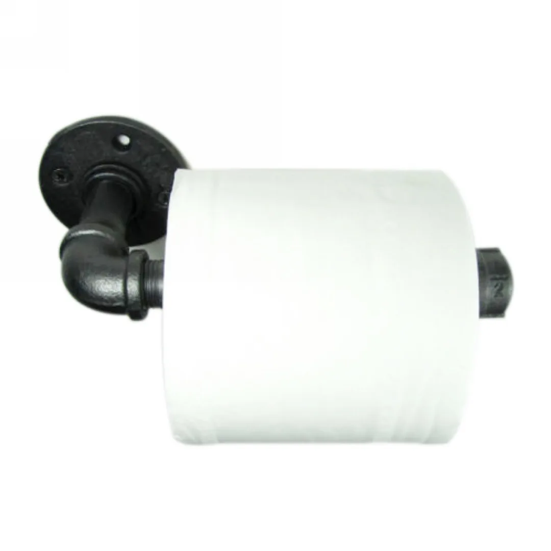 

1pc Iron Pipe Toilet Paper Holder Industrial Retro Urban Style Iron Pipe Wall Mounted Toilet Paper Holder Roller 18cm