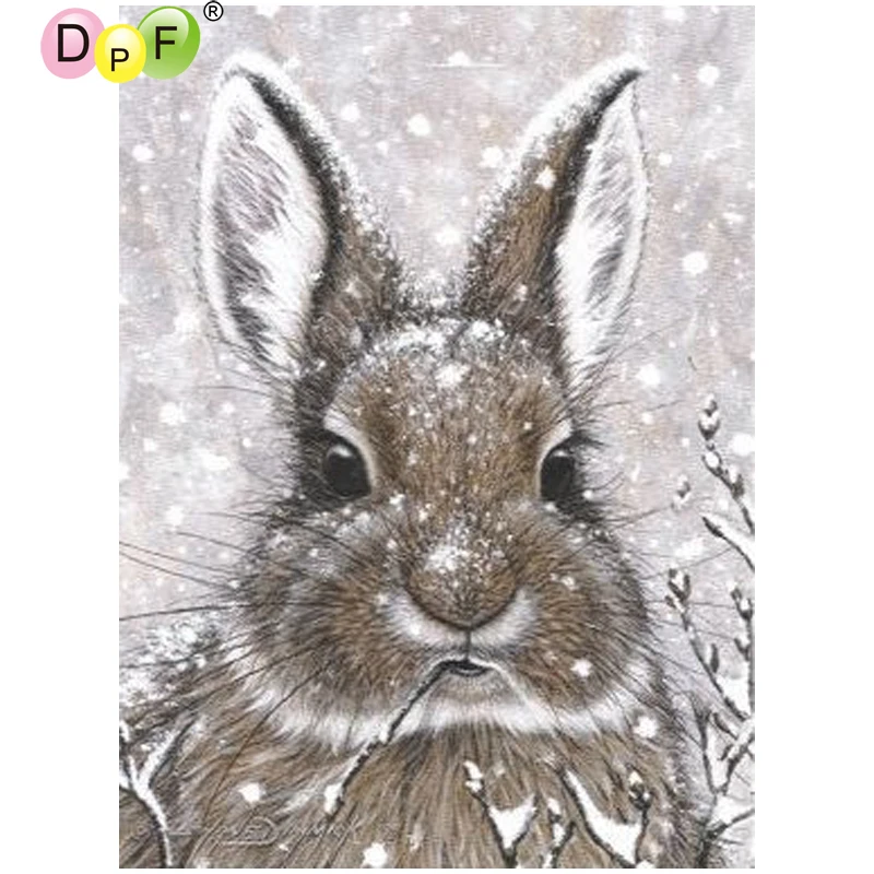 DPF DIY Snow rabbit 5D wall painting home decor diamond mosaic square diamond painting cross stitch crafts diamond embroidery