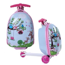 Новинка, 18 дюймов, милый чемодан на колесиках для девочек, креативный мультяшный чемодан для мальчиков, аниме чемодан, Детский скейтборд, багажная сумка с колесами