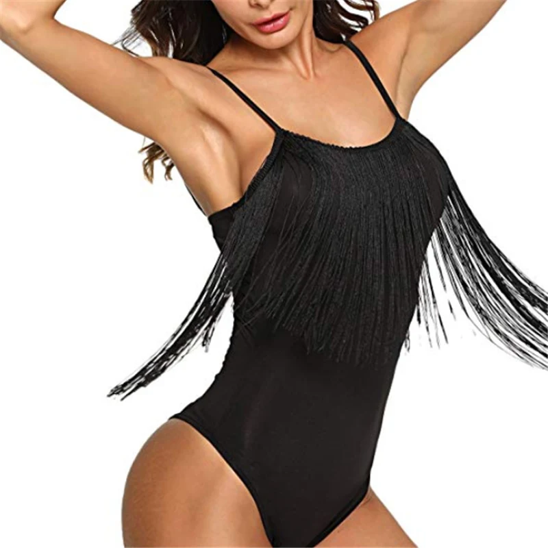 Сексуальная одежда для плавания цельный купальник женский с кисточками открытая спина Монокини купальник Спортивный боди пляжный купальный костюм купальник бикини