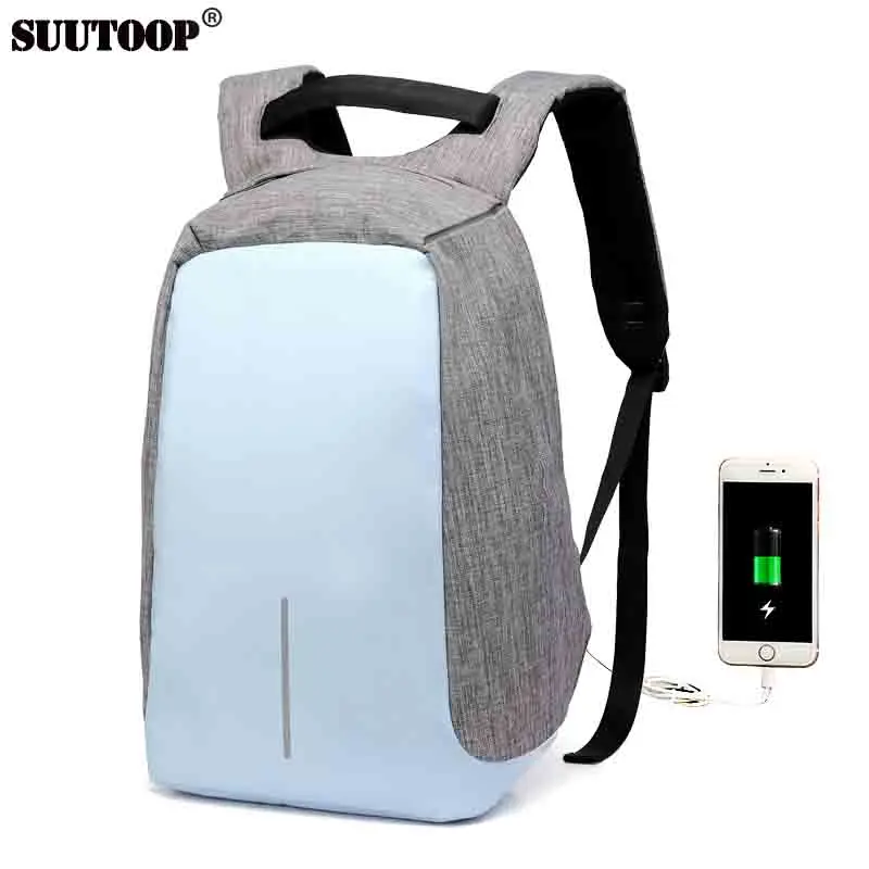 Suutoop New Anti-theft Waterproof Laptop Backpack Men External USB Charge Notebook Backpack Women 15.6