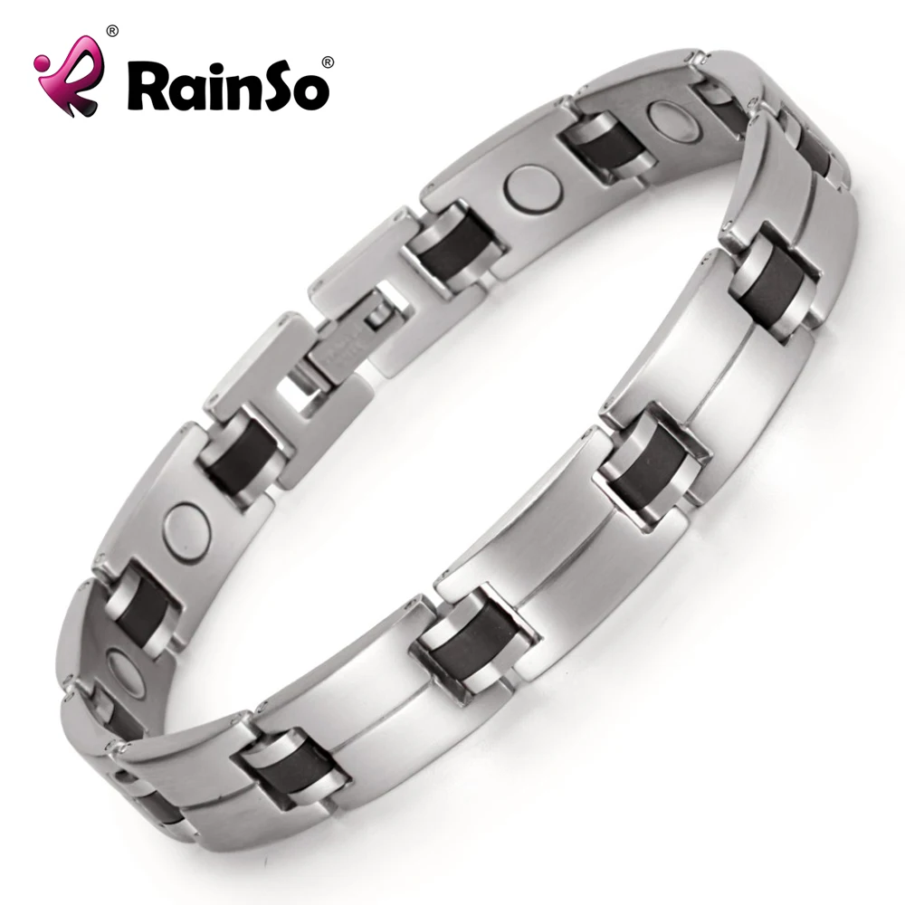 

Mens 361L stainless steel magnet Balance energy black magnetic Power health bracelets Bangles Between silver black OSB-1347SB