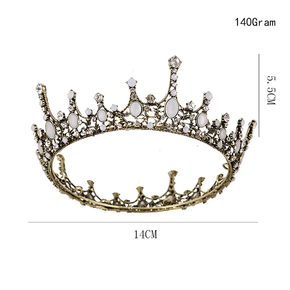Crystal Baroque Queen Crown - Vintage Princess Tiara, Wedding Prom Pearl Hair Accessories for Women and Girls (8)