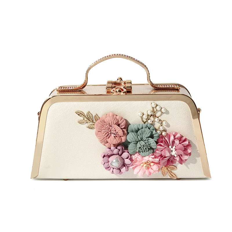 

lady banquet handbag 2019 new elegant flower handbag female pearl bag chain luxury hand clutch bride dress messenger evening bag