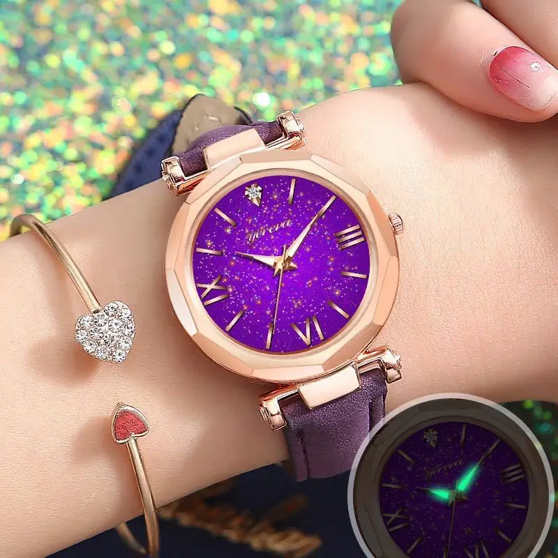 

Luxury starry surface luminous needle strap watch fashion ladies alloy watch