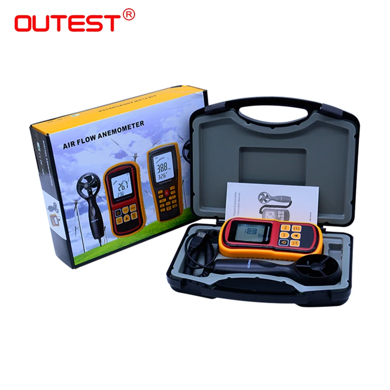 

GM8901/GM8902 High Accuracy Anemometro LCD Display Digital Anemometer Wind Meter Air Velocity Temperature Meter with Carry box