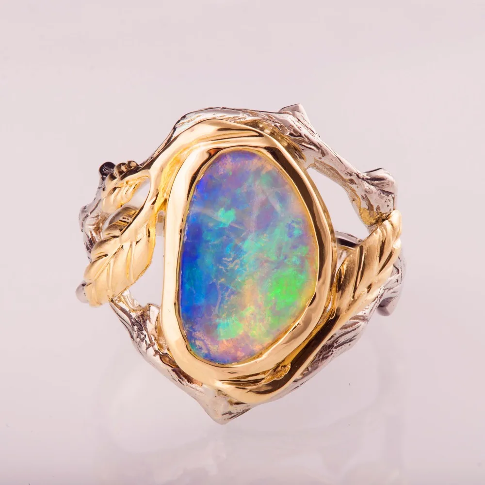 Unique Style Brand Female Blue Fire Opal Ring 2019 Fashion ...
