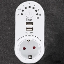 Countdown Timer Switch Dual-USB Time Controller Smart Socket PC White Accessories 123*55*80mm Useful Practical