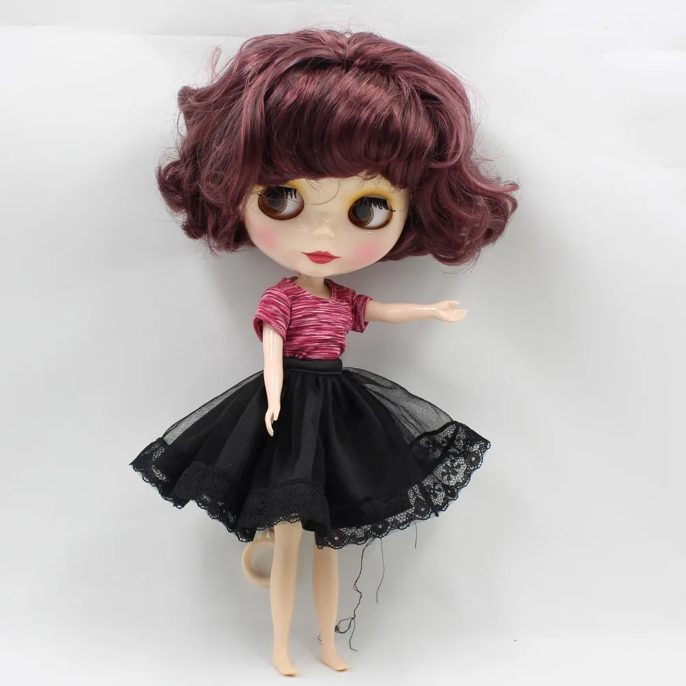 

nude doll purple mix black wavy hair short hair normal body normal doll factory blyth doll BL12532/9219