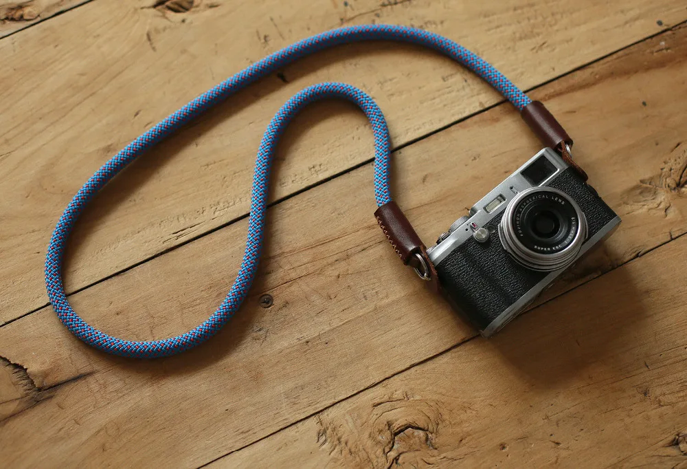 Windmup-COOL-blue-Climbing-rope-10mm-tan-leather-handmade-Camera-strap2