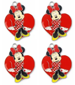 

Wholesale 50 Pcs Cartoon Heart-shaped Minnie Metal Charm Pendants Jewelry Making Toy Gift W-20